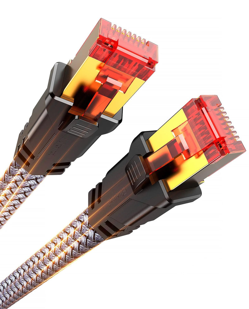 [AUSTRALIA] - Snowkids Cat 8 Ethernet Cable 15 ft, High Speed Gaming 40Gbps 2000Mhz S/FTP, Network Cord with RJ45 Internet Connector for TV/Computer/Modem/Router/PS5, LAN Cable Shielded in Wall Indoor & Outdoor 15FT 1 
