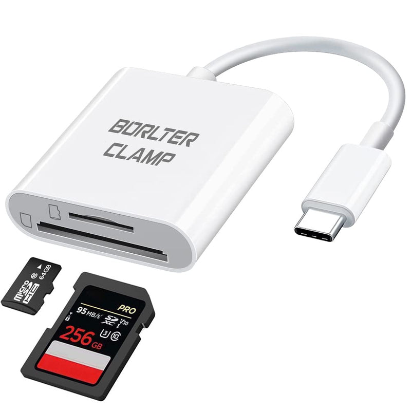 USB C to SD Card Reader, BorlterClamp Type C to SD/Micro SD Memory Card Reader Adapter Compatible with MacBook, Laptops, Tablets, Smartphones