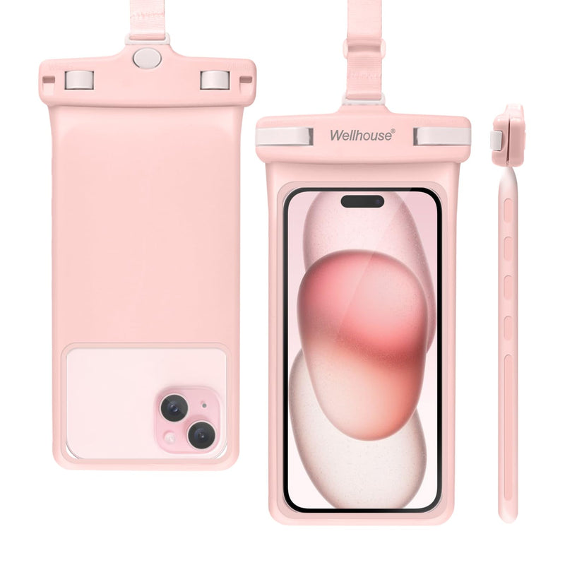 wellhouse Waterproof Phone Pouch, Waterproof Phone Case for iPhone 15 14 13 12 Pro Max XS Samsung, IPX8 3D Cellphone Dry Bag Beach Essentials Pink 1Pack 7.0" 1 Pack - Pink7.0"