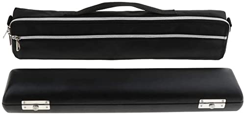 PU Leather Flute Case Carrying Handbag Durable for 16 Holes Flute C Foot with Adjustable Shoulder Strap