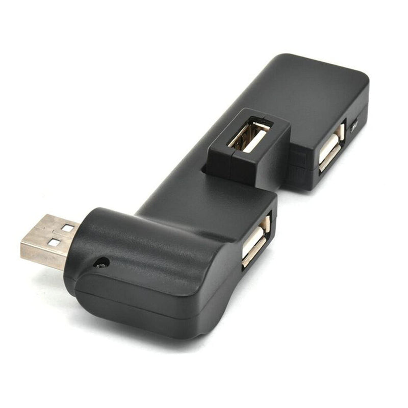 Faoyliye Mini USB 2.0 Hub 4 Port USB Hub,[90°/180° Degree Rotatable] USB Hub USB Extension for Mouse, Keyboard, Hard Drive or More USB Devices - Black USB2.0