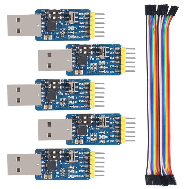 5Pcs USB-UART 6-in-1 Multifunctional Converter USB-TTL/RS485/232,TTL-RS232/485,232 to 485 Serial Adapter 3.3V / 5V Universal Adapter Module with CP2102