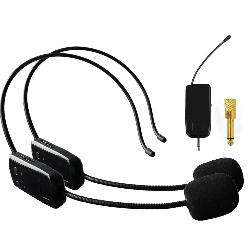 [AUSTRALIA] - Wireless Microphone System for 2 People, 2.4G Dual Wireless Headset Mics Ideal for Speakers, Voice Amplifier, PA System, Teacher, Tour Guides, Fitness Instructor 