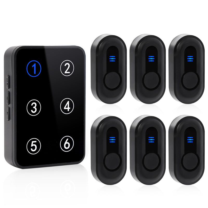 [AUSTRALIA] - Wireless Caregiver Pager Call Button Nurse Call System 500Ft Range with LED Number Display for Elderly/Patient/Disabled at Home/Hospital/Clinic(6 Waterproof Call Button & 1 Receiver) 6 call button + 1 receiver 