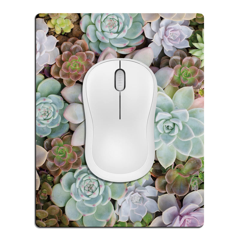 Cyanbone Small Mouse Pad Cute, Mini Mouse Pads for Wireless Mouse and Laptop, Travel Mousepad with Designs - Pretty Succulent, Portable Mousepads - 5.5 x 7 in, Computer Accessories for Women Small - 5.5"x7" Pretty Succulents