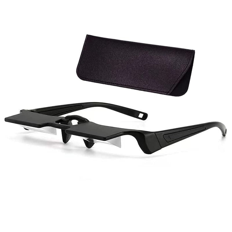 Lazy Glasses Laying Down Light Prism Glasses 90°Angle Prism Glasses Neck Relaxer for Lying down Reading and Watching Black