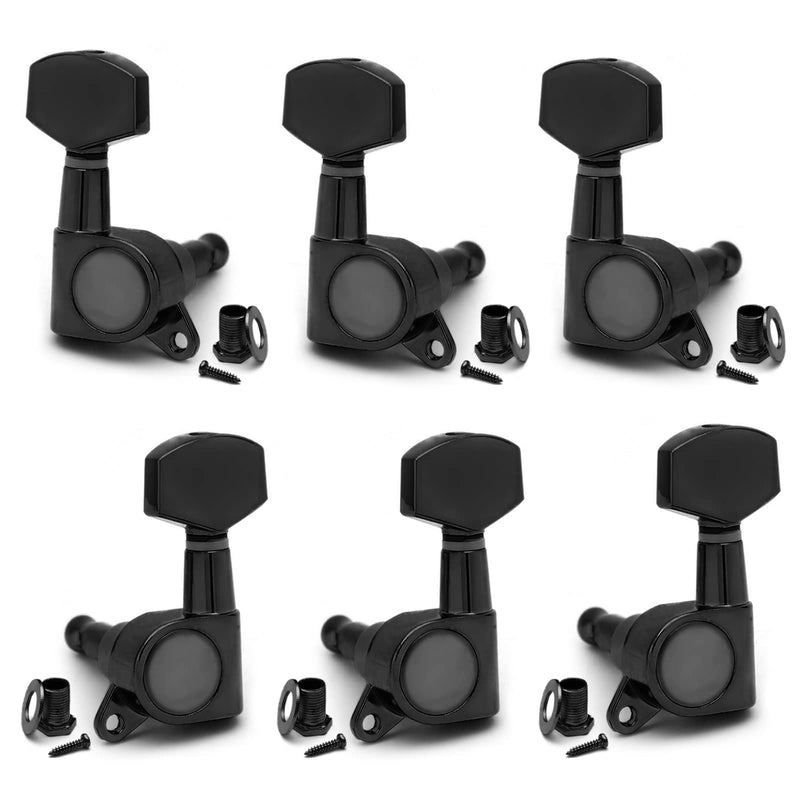 SAPHUE 6 Pieces 3L3R Guitar tuner pegs,Big Square Sealed guitar tuning pegs tuners machine heads,Electric Guitar (Black) Acoustic Black