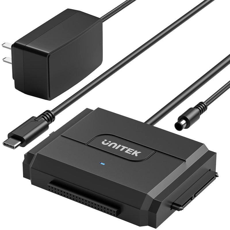 IDE/SATA to USB C 3.0 Adapter, Unitek Universal IDE Hard Drive Little Triangle pro Converter for 2.5"/3.5" Inch IDE and SATA External HDD/SSD, Support 10TB Type C