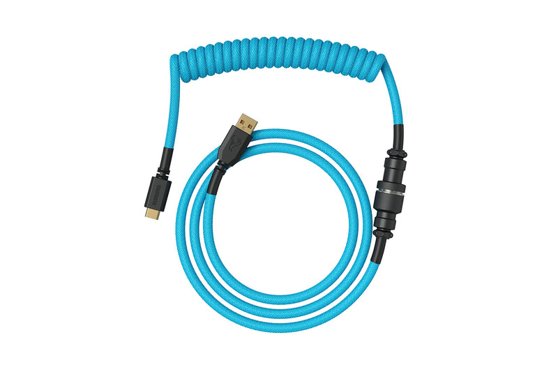 GLORIOUS Coiled Keyboard Cable – Coiled USB C Cable Artisan Braided Cables for Mechanical Gaming Keyboard Coiled Cable - Custom Keyboard Cable (Electric Blue) Electric Blue