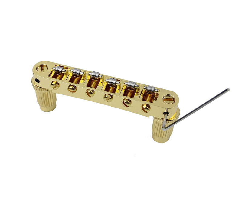 [AUSTRALIA] - Guyker Guitar Tune-O-Matic Roller Saddle Bridge Replacement Part Compatible with Gibson Les Paul LP SG Style 6 String Electric Guitar - GM005, Golden GM005 - Golden 