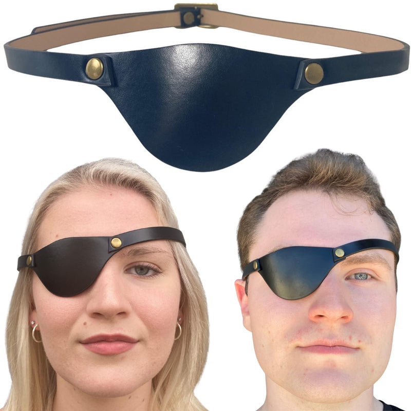 [AUSTRALIA] - Eye Patches for Adults Right and Left Eyes - Black Adult Leather Eyepatch for Lazy Eye - Handmade Leather Eye Patch for Adults for Eye Glasses and Pirate Cosplay (Black) 