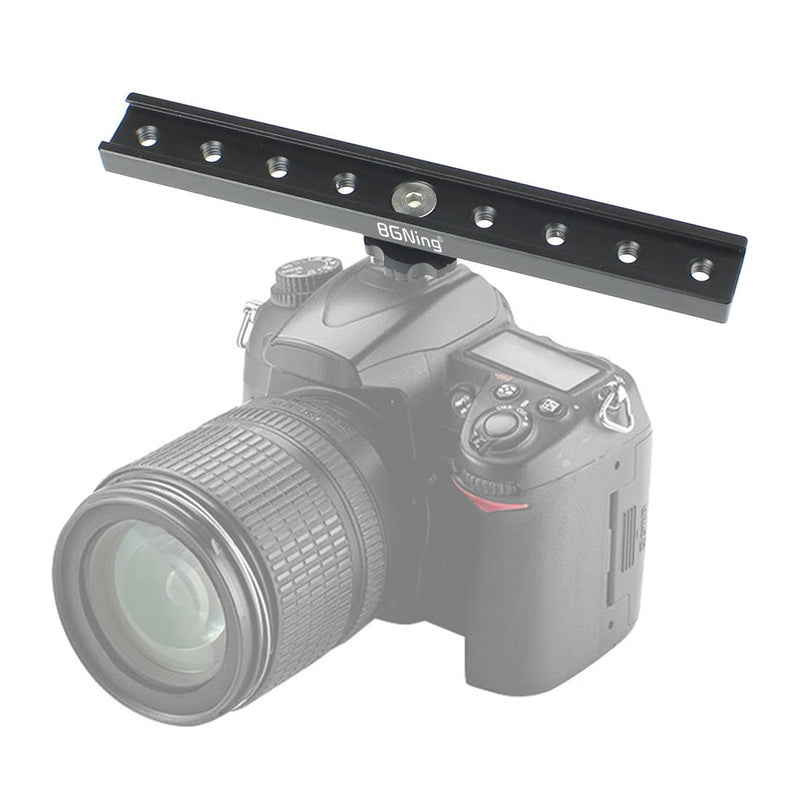 [AUSTRALIA] - BGNing Dual Cold Shoe Extension Bar, Cold Shoe Splitter, 18cm Extension Rail Bracket Bar 1/4" Screw Cold Shoe Mount for Flash Speedlite Video Light Microphone 