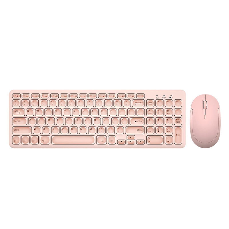 Wireless Keyboard and Mouse Combo,JieruiDeng 2.4Ghz USB Cordless Slim Silent Keyboard and Mouse Kit Home Office Game Use for Computer,Laptop,PC Desktops,Mac (Pink) Pink
