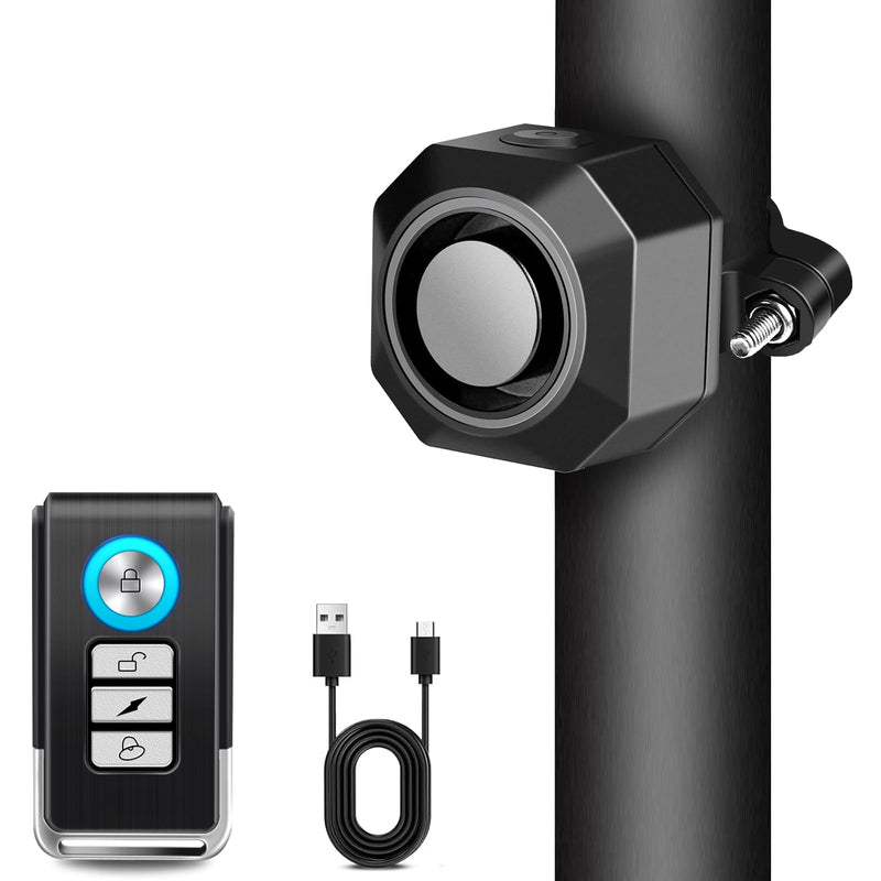 Cruxer Bike Alarm USB Rechargeable with Mount, Electric Bike Alarm with Remote Motion,Wireless Bicycle Security Anti Theft System,Waterproof Vibration Alarm for Ebike Motorcycle Scooter Car (1 Pack) Black-1 pack