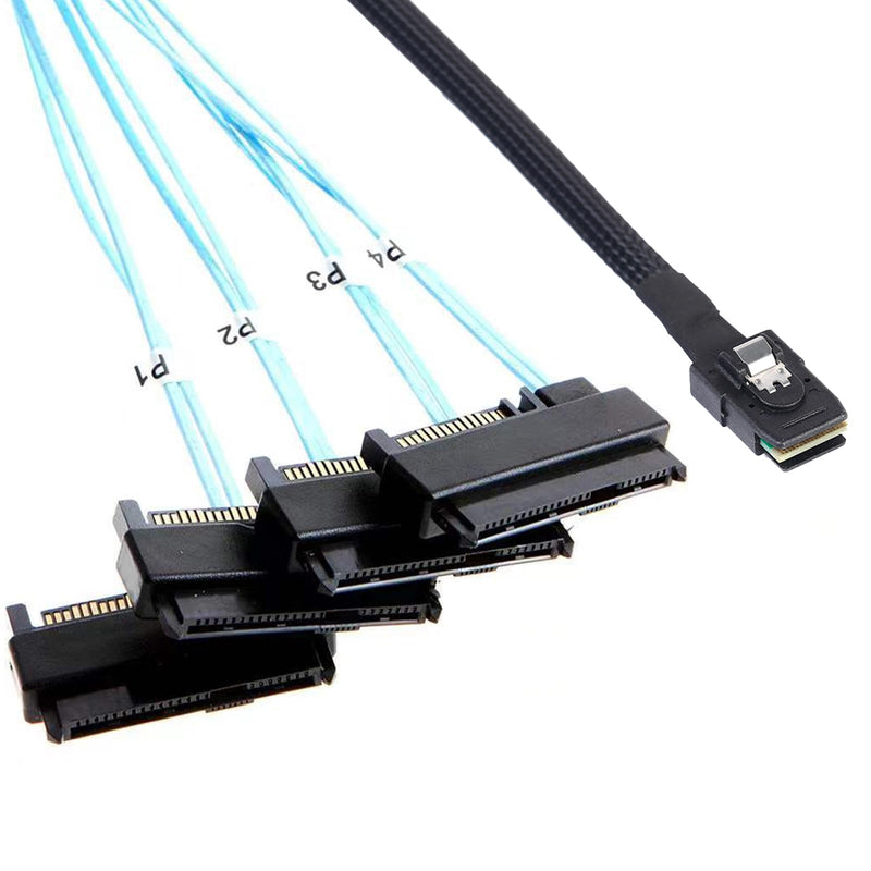 Mini-SAS to SAS-Cable: 1M SFF8087 to SAS SFF-8087 to SFF-8482 Connector 4X SAS with SATA-Power Adapter Cable (3.3FT) 3.3FT 1Pack