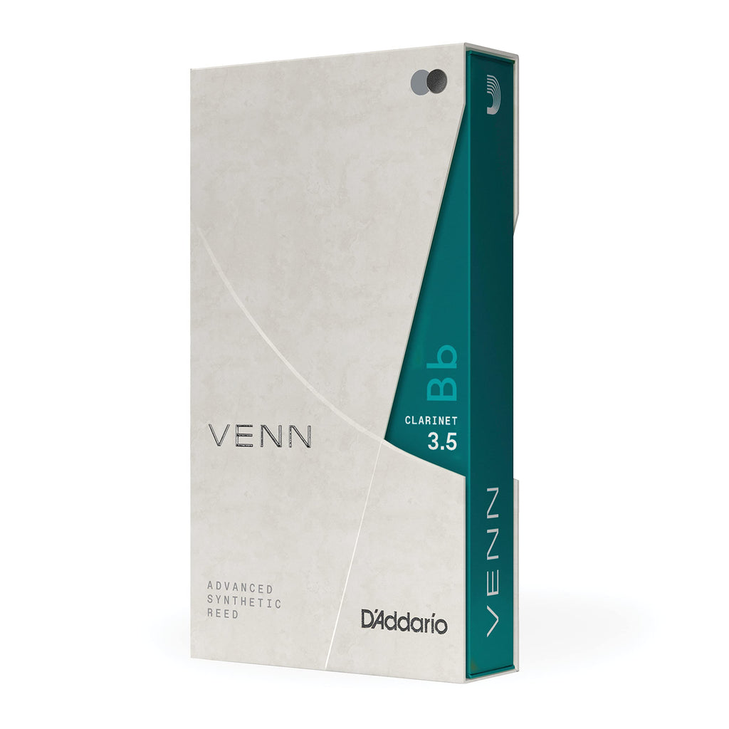 D'Addario VENN G2 Synthetic Clarinet Reeds - Bb Clarinet Reed with Advanced Synthetic Reed Construction of Polymer Fibers, Resin, Natural Cane - Strength 3.5