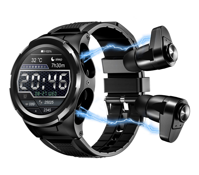 Smart Watch with Earbuds, 2 in 1 Bluetooth Smart Watch for Android iPhone, Fitness Tracker with Heart Rate Sleep Monitor, Long Time Standby Sports Smartwatch