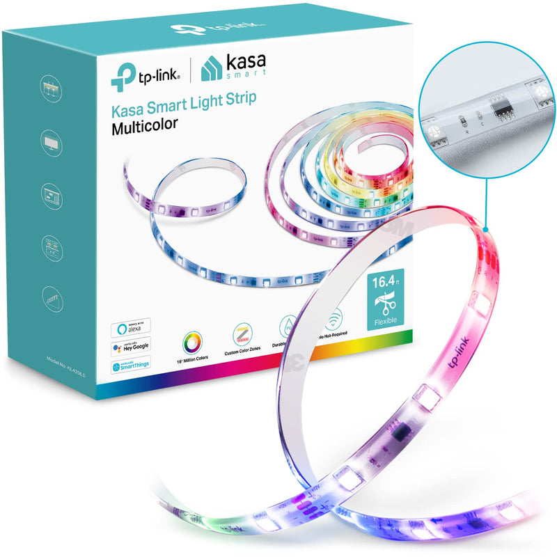 [AUSTRALIA] - Kasa Smart LED Light Strip, 50 Color Zones RGBIC, 16.4ft Wi-Fi LED Strip Works w/ Alexa, Google Home & SmartThings, High Brightness, 16M Colors, PU Coating, Trimmable, 2 Yr Warranty (KL420L5) 16.4 ft. 