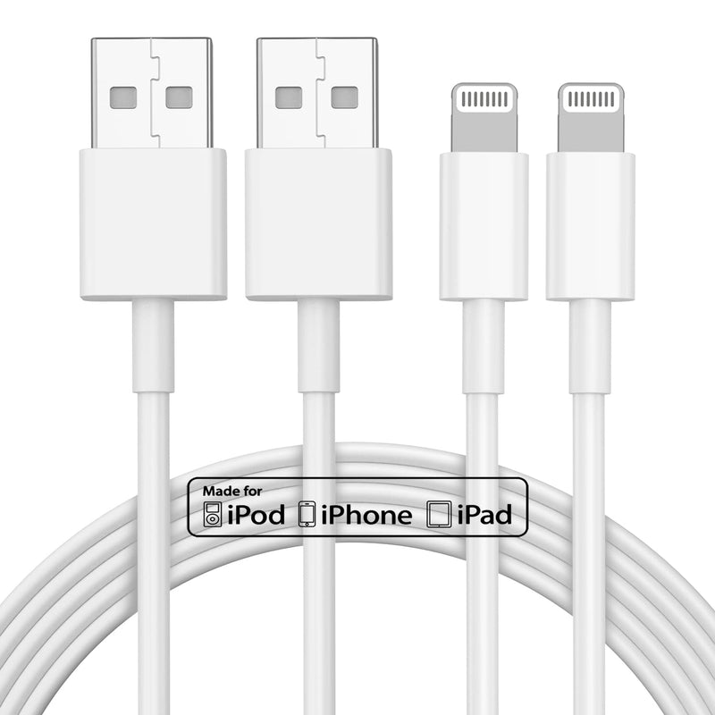 2pack 10ft iPhone Charger, [Apple MFi Certified] Long iPhone Charger Cord 10 ft, Apple Lightning to USB Cable, 10 Foot Fast Charging Cords for iPhone Charger 14/13/12/11/13 Pro/13 Max/X/XS/XR/XS 10ft*2 White