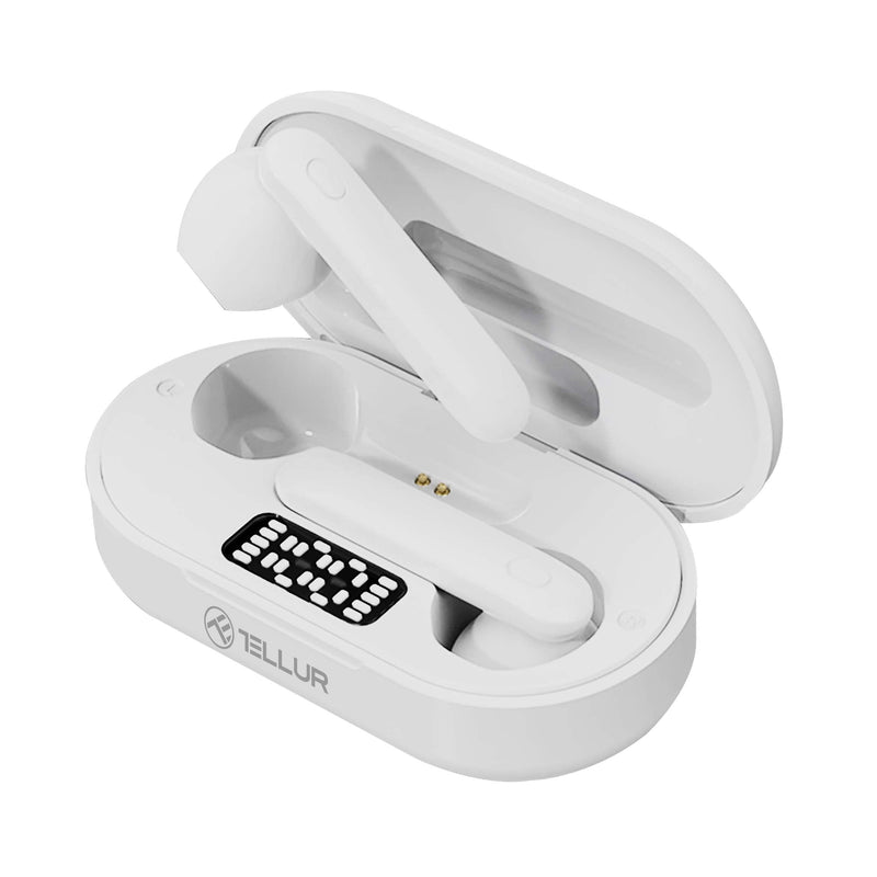 TELLUR Flip Bluetooth Headphones with Charging Case, BT 5.0, Touch Control for Music and Calls, HD Hi-Fi Sound, 13mm Drivers with Bass Boost, Lightweight 4 gr, USB-C, Cable Included (White) White