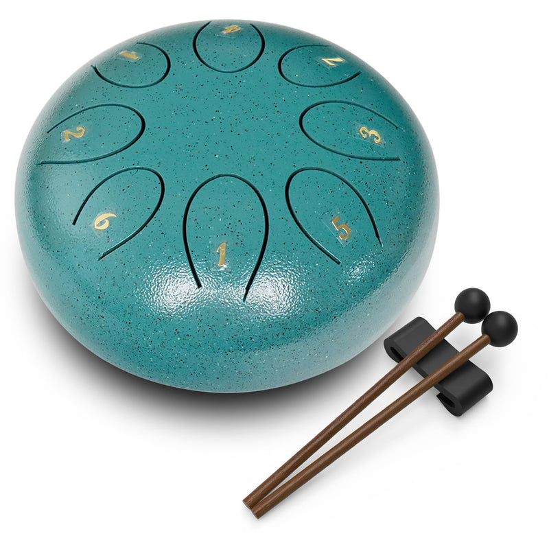 REGIS Steel Tongue Drum 6 inch 8 Notes Musical Percussion Instrument, rain Drum for Outside - Musician Gift for Family and Friends(malachite) malachite