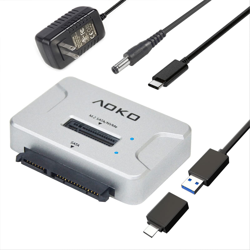 M.2 SATA/NVMe to USB Docking Station,Hard Drive Reader Adapter, External M.2 SSD Enclosure for M.2 PCIe NVMe and SATA SSDs, Compatible with SATA III HDD/SSD (M.2 Dock or SATA Adapter) | External M.2 Dock & Adapter for Both (M Key, B+M Key）,SATA Hard Dr...