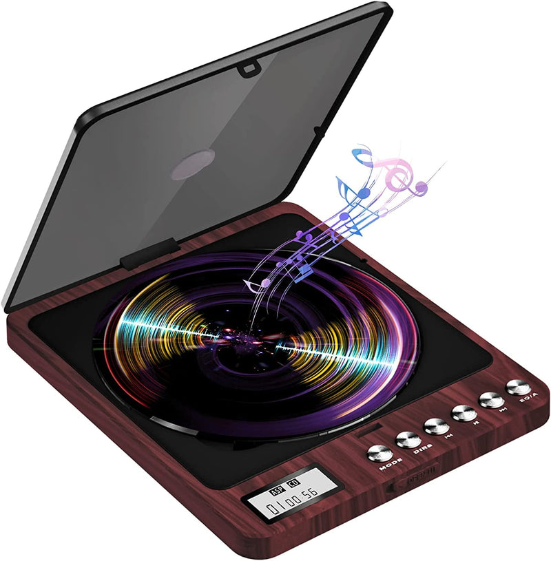 [AUSTRALIA] - Portable CD Player with Speakers 2000mAh Rechargeable CD Player Portable with Double 3.5mm Headphones Jack,Small Anti-Shock Personal CD Player for Car Aux or Home Music Player 806-Red 