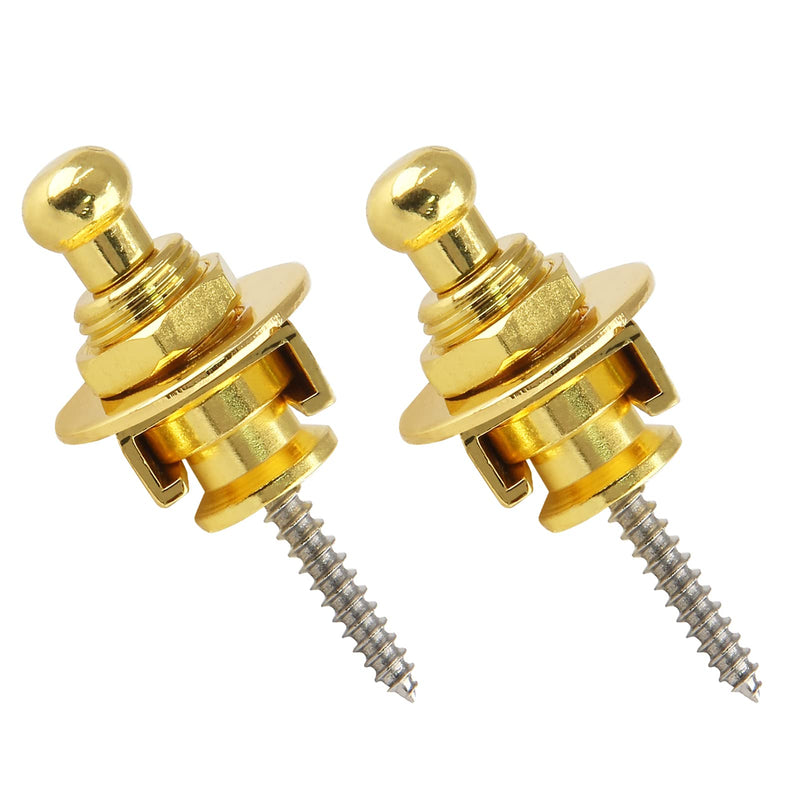 2PCS Guitar Strap Locks, Metal Heavy Duty Guitar Straplocks Replacement, Buttons Quick Release Security retainer System, Gold Strap lock Set for Classical Electric Guitar 2 Pieces