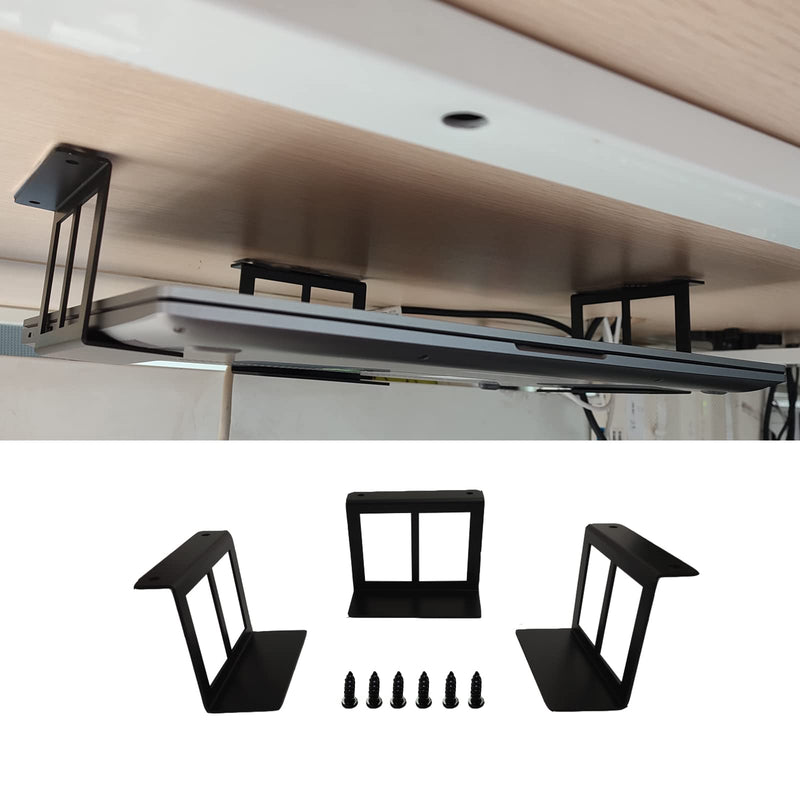 PIAOLGYI Under Desk Laptop Holder Mount with Screw,Bracket Devices Upto 2.7" Under Desk Mount for PS4,Xbox Series S,Xbox One S,Cable Box,Laptop & More（3 Pcs） 2.7"