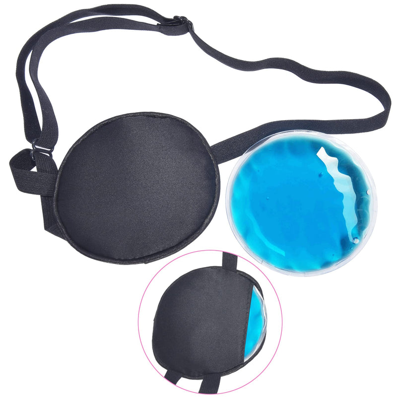 Ice Eye Patches for Puffy Eyes, Pure Silk Cooling Single Eye Patch Medical One Eye Mask Cover Cold Hot Therapy Strabismus Lazy Eyes Bags After Surgery Pirate Eyepatch Adult Kid (Black) Black
