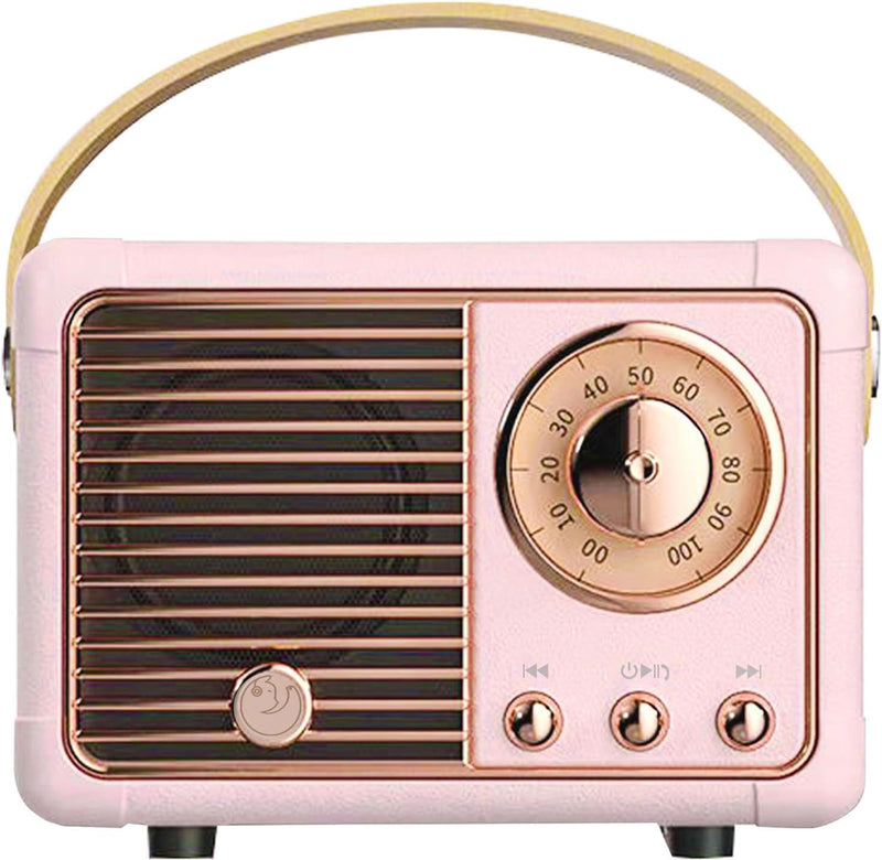[AUSTRALIA] - Retro Bluetooth Speaker, Portable Bluetooth Wireless Speaker, Hands-Free Call,400mA Battery,TF Card,Aux Line, for iPhone Android, Retro Decor for Home Office Birthday Gift Ideas Pink Blush Pink 