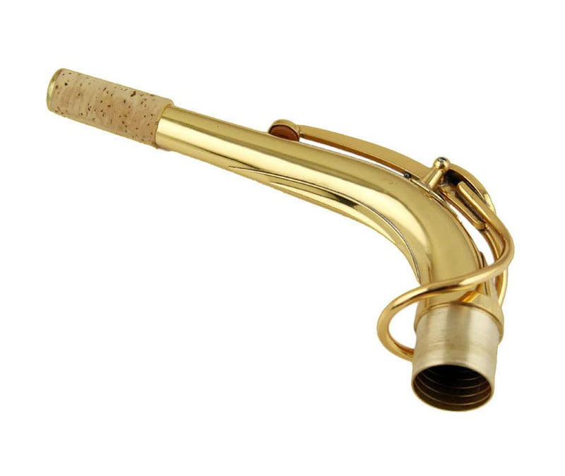 Brass Saxophone Bend Neck Instrument Assembly for Alto Saxophones 24.5mm Port Diameter Gold