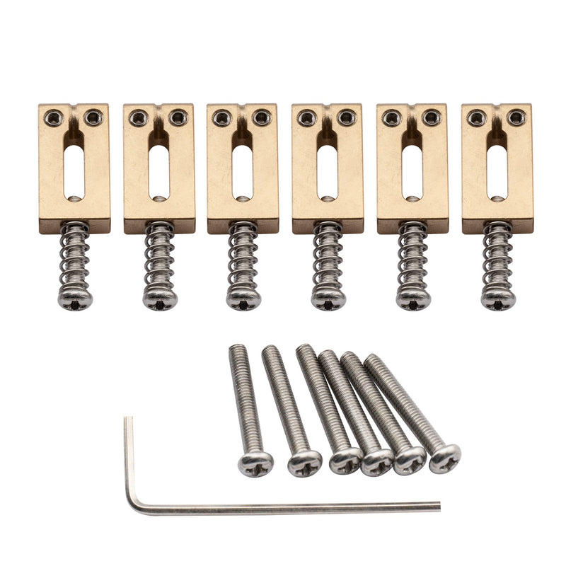 [AUSTRALIA] - Musiclily Ultra 10.8mm Guitar Bridge Saddles Brass Tremolo Bridge Saddle for Stratocaster Strat ST Telecaster Tele TL Style Electric Guitar, Original Color (Set of 6) 