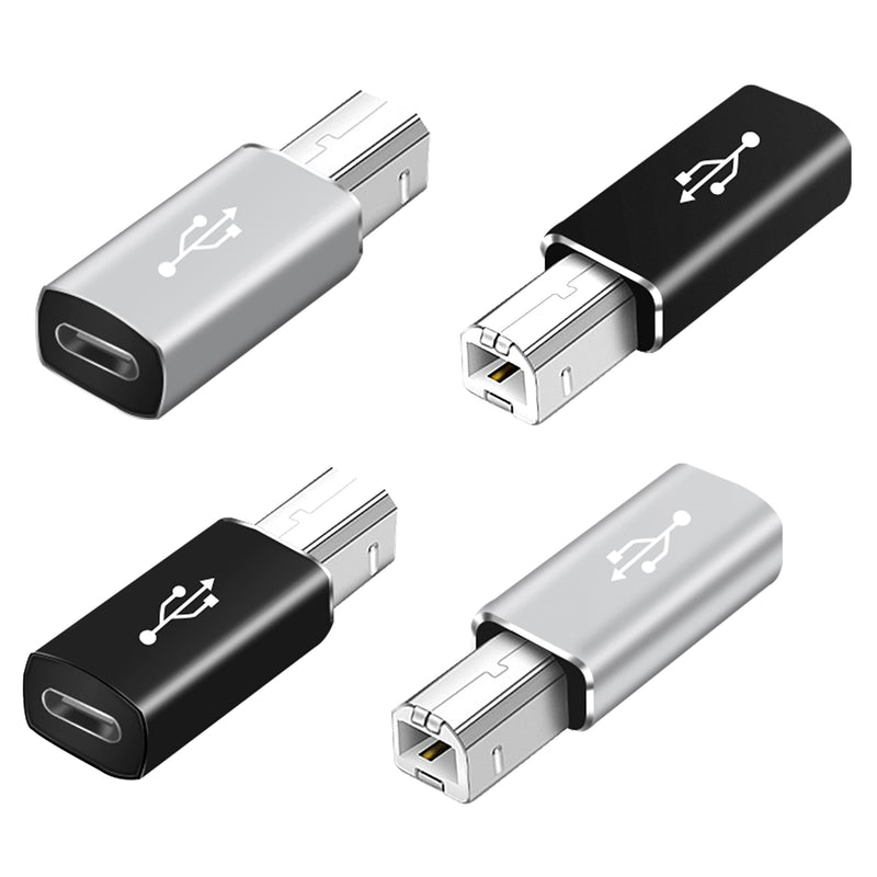 USB C to USB B Adapter YACSEJAO 4-Pack USB C Female to Printer Male Converter Adapter Compatible with MIDI，Printers，Electric Piano and Synthesizers Devices