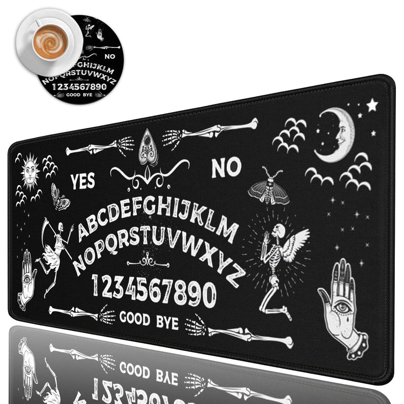 Large Gaming Mouse Pad, Long Extended XL Ergonomic Mousepad Desk Pad, Large Rubber Mice Pads Stitched Edges, 31.5'' X 11.8'+ Cup Coaster , Ouija Board Pattern Yu-mouse pad-2-97