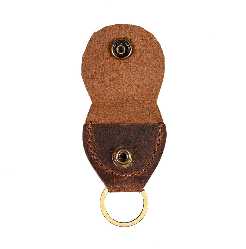 Rustic Leather Guitar Pick Holder, Keychain Key Organizer, Handmade :: Brown