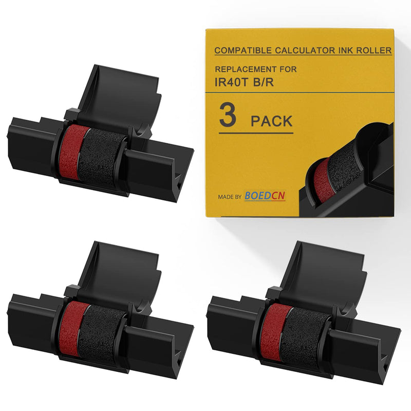 3 Pack Compatible Calculator Ribbon Replacement for Casio hr-100tm Ink IR-40T Calculator Ink Roller Compatible with Casio HR-100TM HR-170RC Canon P23-dhv CP13 Sharp EL-1801V, Individually Sealed, B/R 3-pack