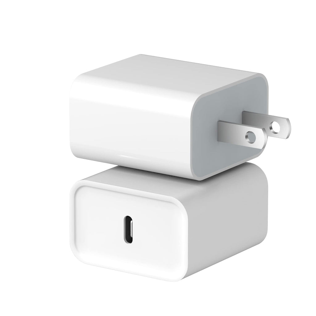 iPhone Charger Block 2-Pack USB C Wall Charger Compatible with iPhone and iPad Models, Samsung Galaxy Phones white
