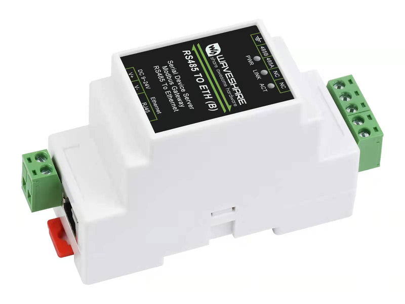 waveshare RS485 to RJ45 Ethernet Converter Adapter,TCP/IP to Serial Converter, Industrial Rail-Mount RS485 Serial Server Supports TCP Server/TCP Client/UDP Mode/UDP Multicast