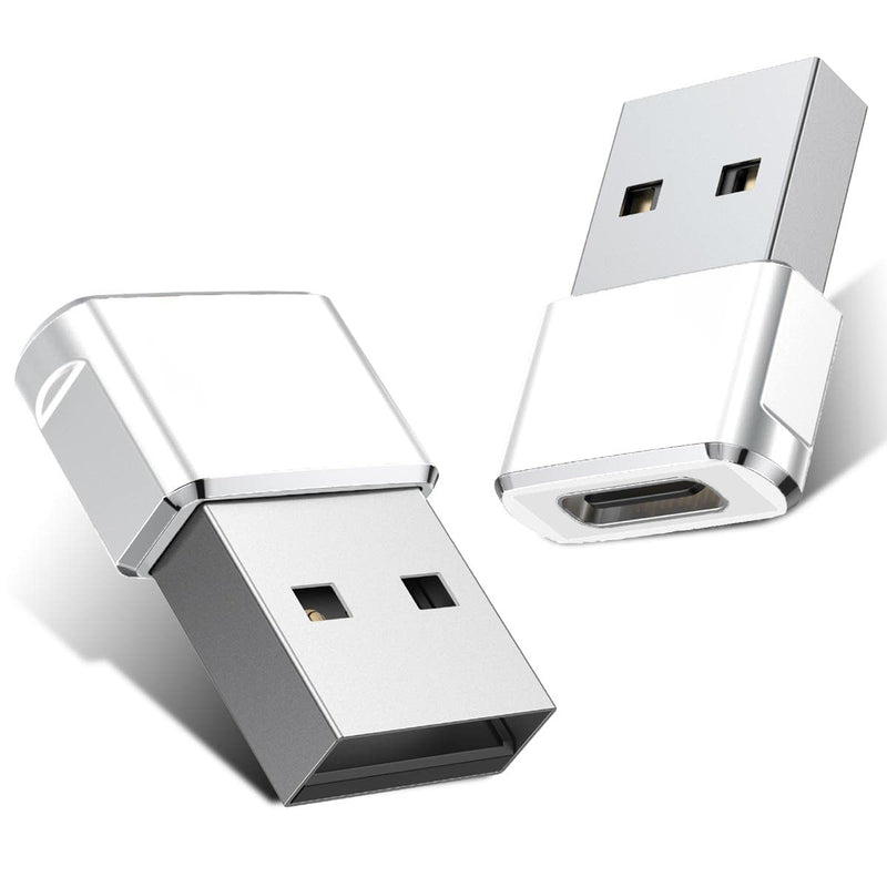 USB C Female to USB Male Adapter 2 Pack,Type A Charger Cable Power Converter for Apple iWatch Watch Series 7 SE,iPhone 11 12 13 Pro Max,iPad Air 4 4th 5 5th Mini 6 6th Generation,Samsung Galaxy Tab S8 White