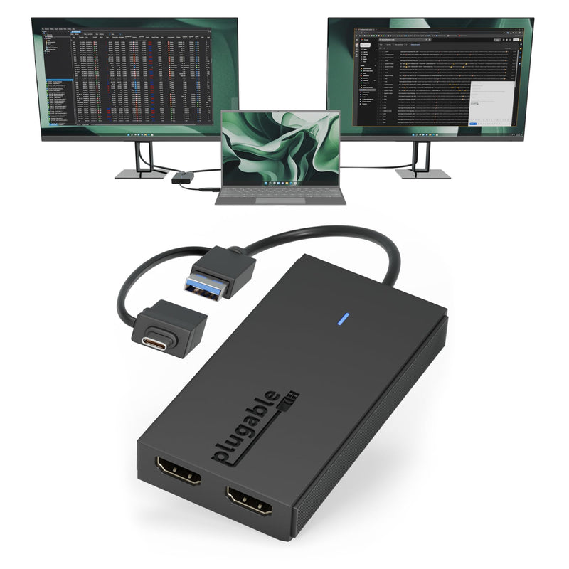 Plugable Dual HDMI Monitor Adapter for M1-M5 & Neo macOS, Windows, ChromeOS - USB-C, Thunderbolt, USB 3.0 Compatible, Supports 2 Displays at 1080p 60Hz, SMI Driver Required