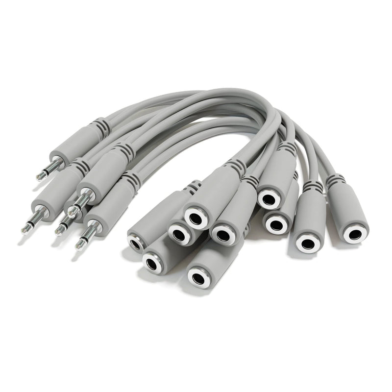5-Pack - Mono Splitter Y Patch Cables - TS 3.5mm 1/8" Eurorack Synth Synthesizer [Grey] Grey