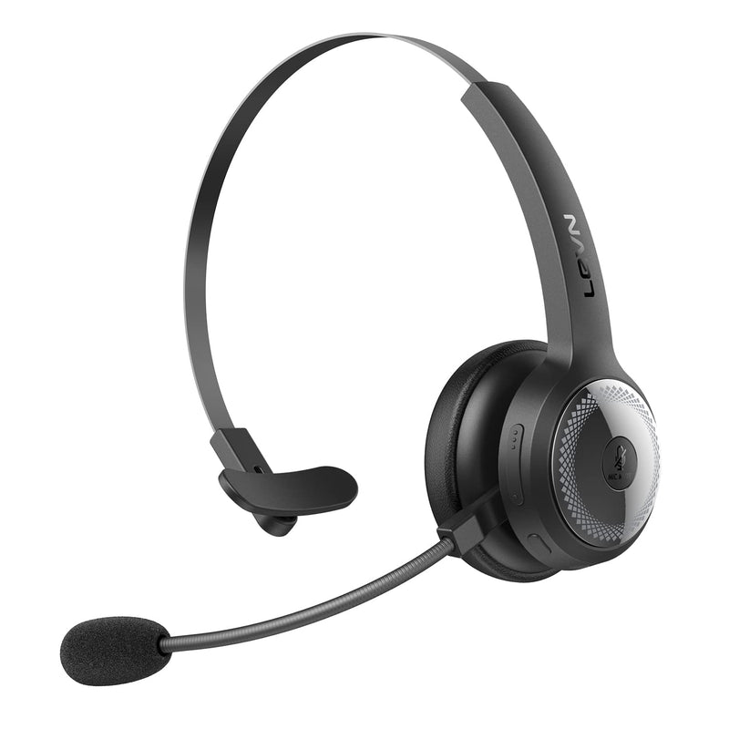 [AUSTRALIA] - LEVN Bluetooth Headset, Wireless Headset with Microphone & Mute Button, 60Hrs Talk Time, On-Ear AI Noise Cancelling Headphones with Bluetooth 5.2 Multipoint for Trucker/Remote Work/Online Class/Zoom 