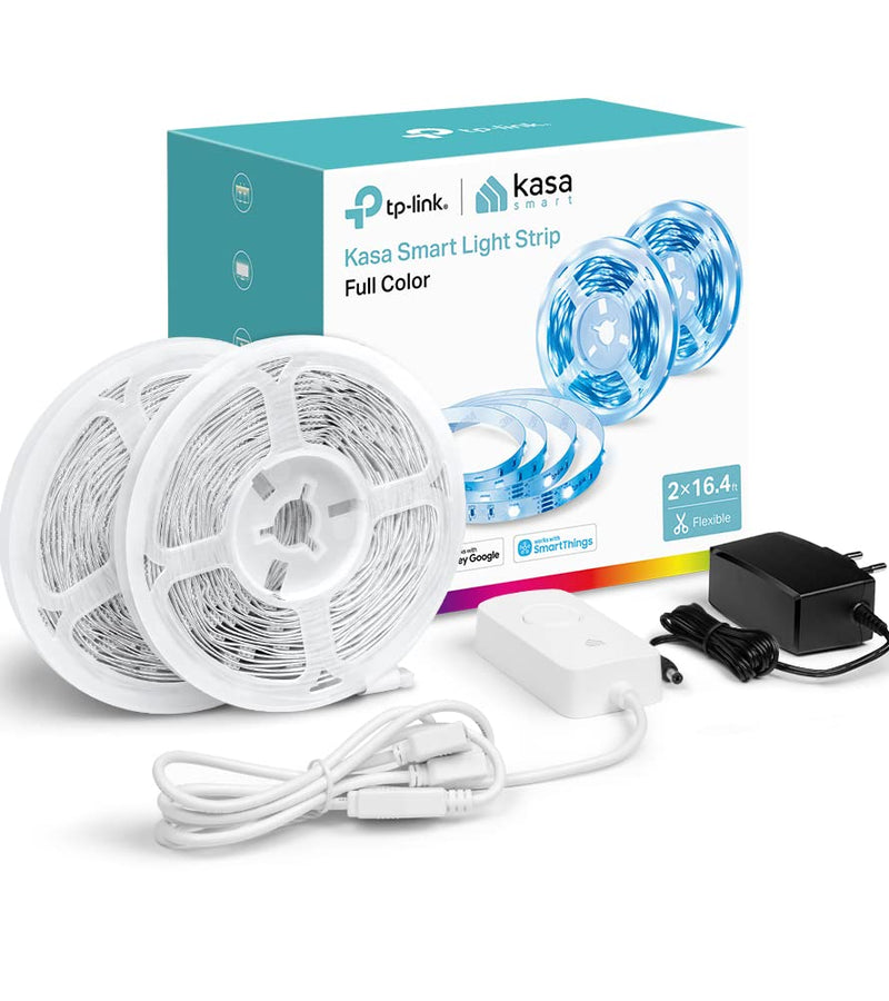 [AUSTRALIA] - Kasa Smart LED Light Strip, RGB, 32.8ft(2 Rolls of 16.4ft.) Wi-Fi LED Strip Works w/ Alexa & Google Assistant,High Brightness, Trimmable, Up to 25,000 Hours,2Yr Warranty (KL400L10),Multicolor Multicolor 32.8 Ft 