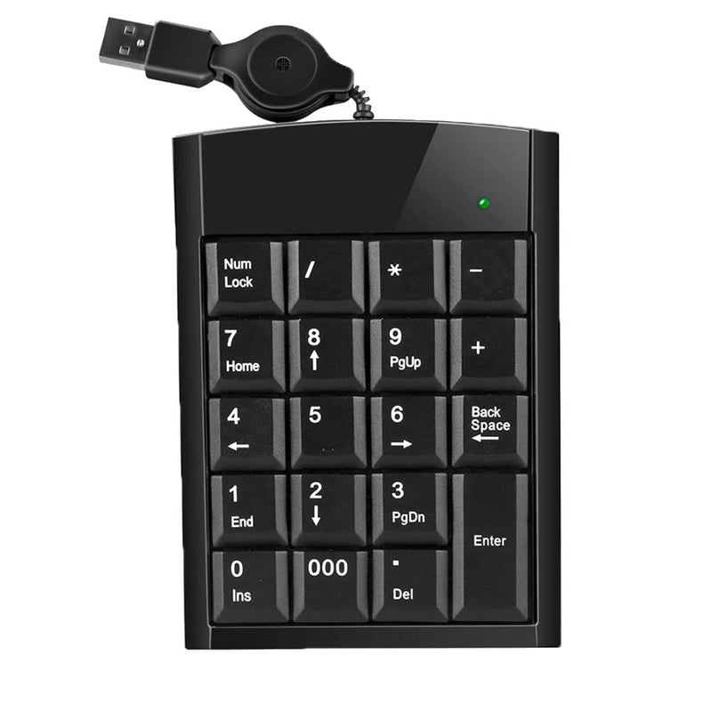 USB Numeric Keypad, Wired Numeric Pad for Laptop,19 Keys Ultra Slim Lightweight Ergonomic Portable Mini Number Pad - fr Desktop Computer PC,Surface pro,PC,Notebook iMac,Macbooks, with Retractable Cord retractable keypad
