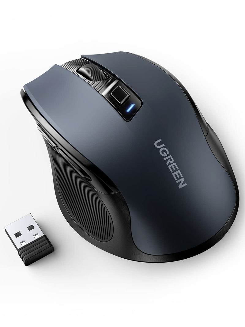 UGREEN Wireless Mouse, Ergonomic Mouse 5-Level 4000 DPI 6 Buttons, 2.4G USB Cordless Silent Mice with Nano Receiver, Wireless Mouse for Laptop, Computer, PC, MacBook, Chromebook - Black