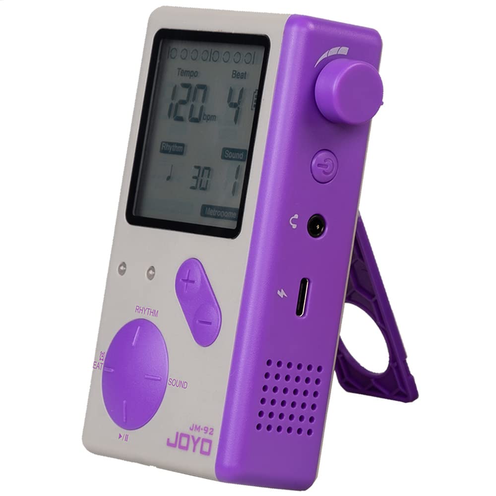 JOYO Digital Metronome Timer, 2 in 1 Rechargeable Electronic Metronome Tone Generator with 8 Sound Modes Loud Voice for Guitar, Piano, Bass, Violin, Ukulele (Purple JM-92) Purple