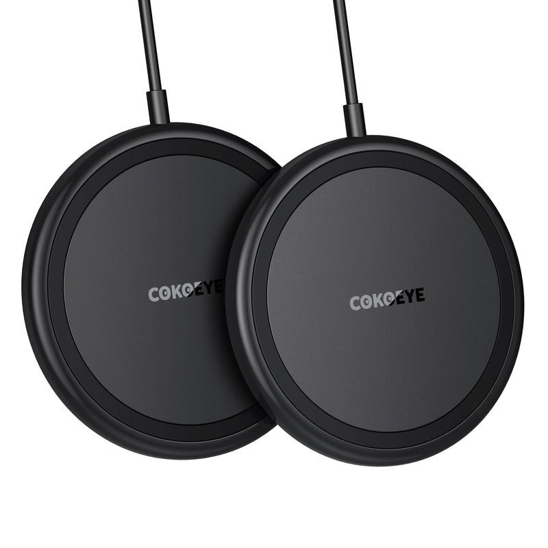 Wireless Charger, 15W Max Fast Wireless Charging Pad 2-Pack Compatible with iPhone 15/15 Pro/15 Plus/15 ProMax/14/14 Pro/14 Plus/13/12/Samsung S24 /S24Ultra/S23 Ultra/S22/S21/S20/Note 10, AirPods Pro Black