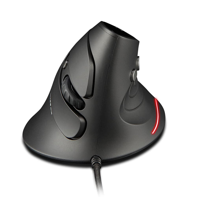 Zelotes Vertical Ergonomic Mouse,3200DPI Computer Mouse, 6 Buttons,LED Optical Wired Mouse Corded Mice for Computer, Laptop, PC – Black
