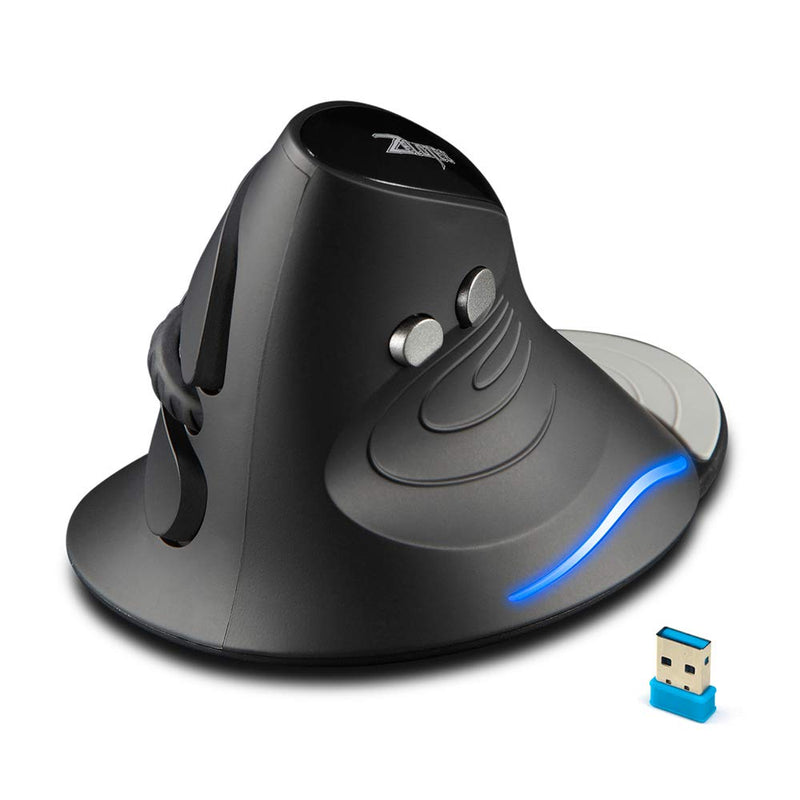 Zelotes Vertical Ergonomic Mouse, Wireless Mouse, 2400DPI, 6 Buttons Optical Mouse Cordless Mice for Laptop,Computer,PC,Black